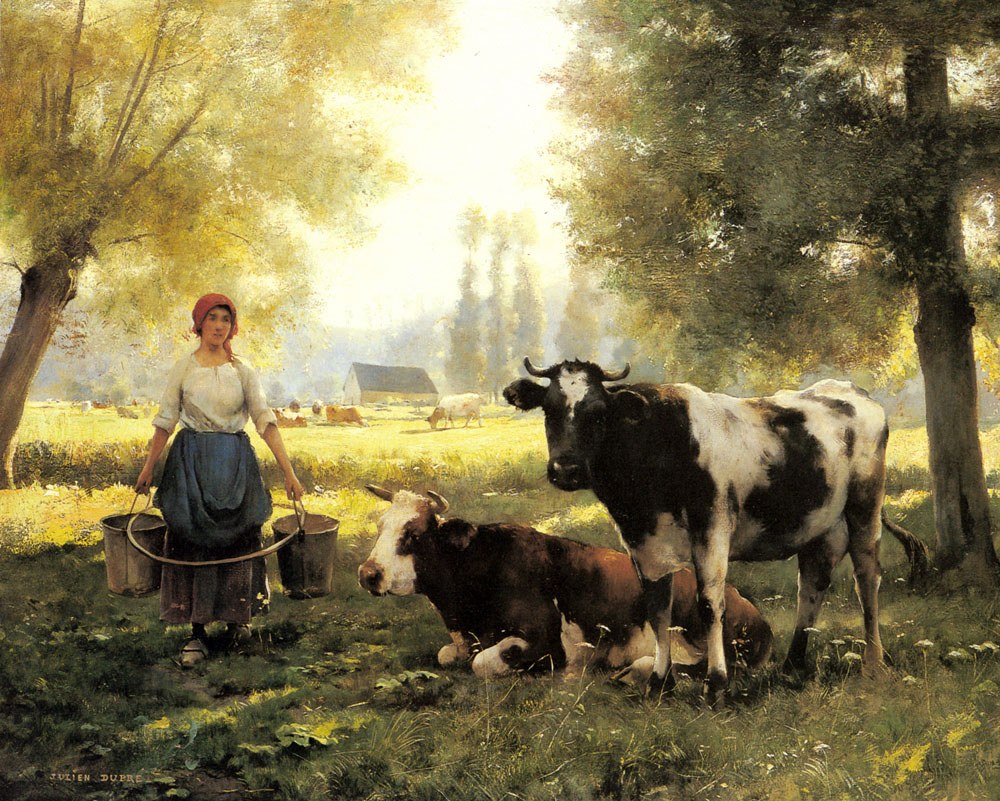 Julien Dupre A Milkmaid With Her Cows On A Summer Day Painting Best